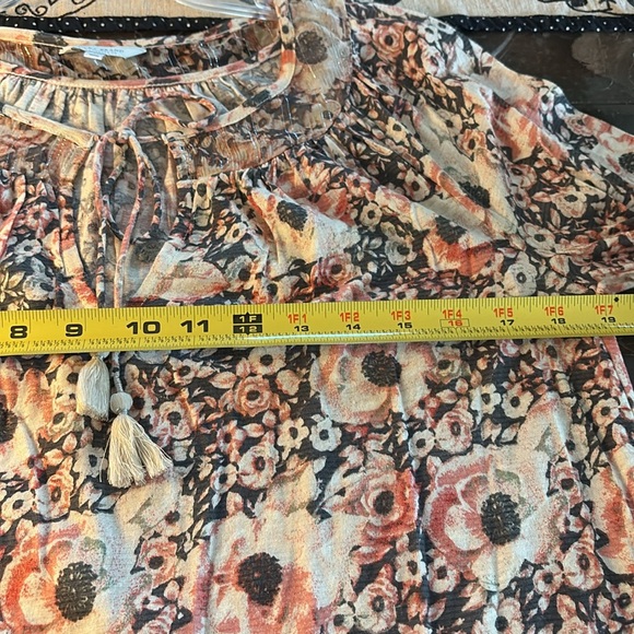 Lucky Brand Pink Smocked Tie Front Blouse - Picture 8 of 11